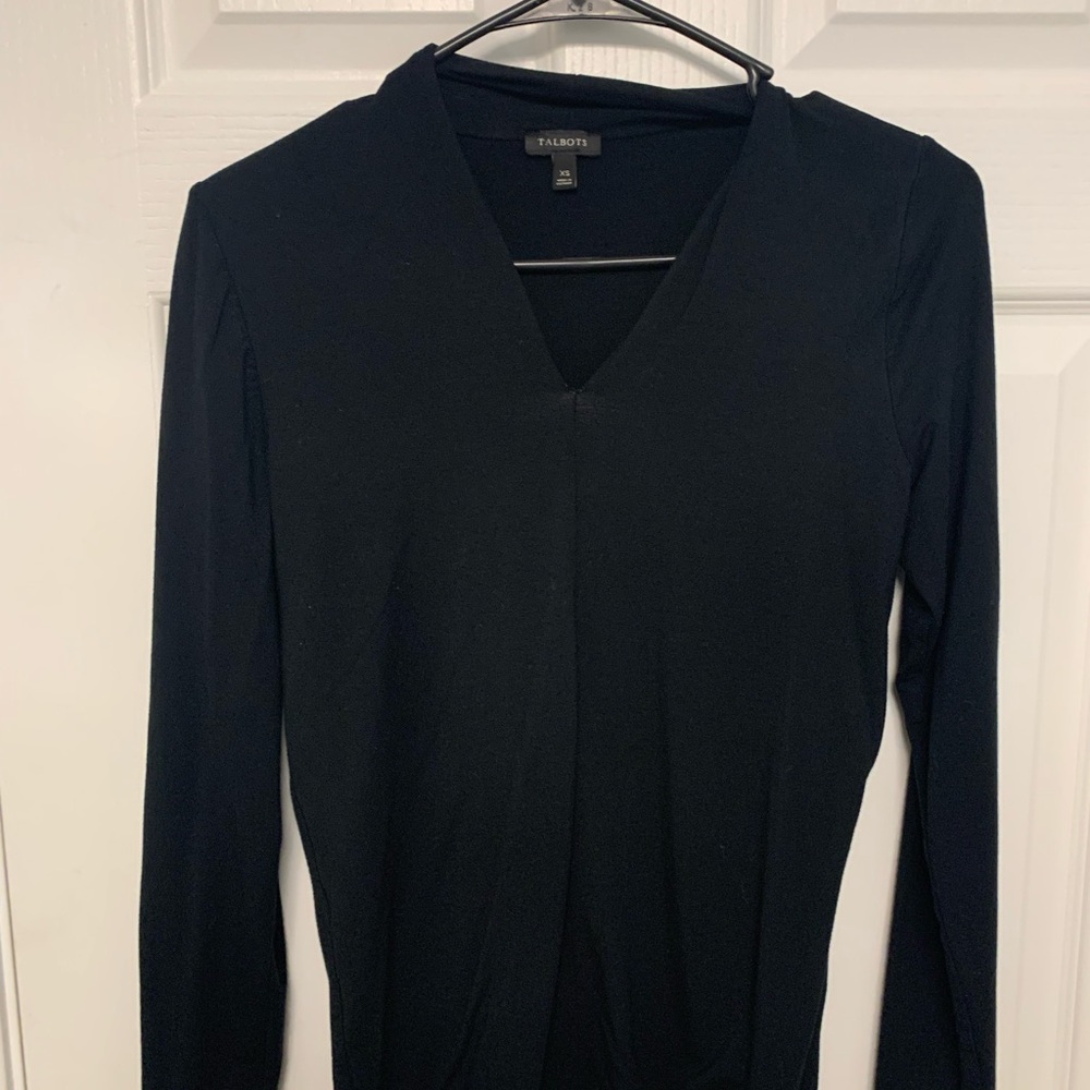 Talbots Black V-Neck Top. Size XS